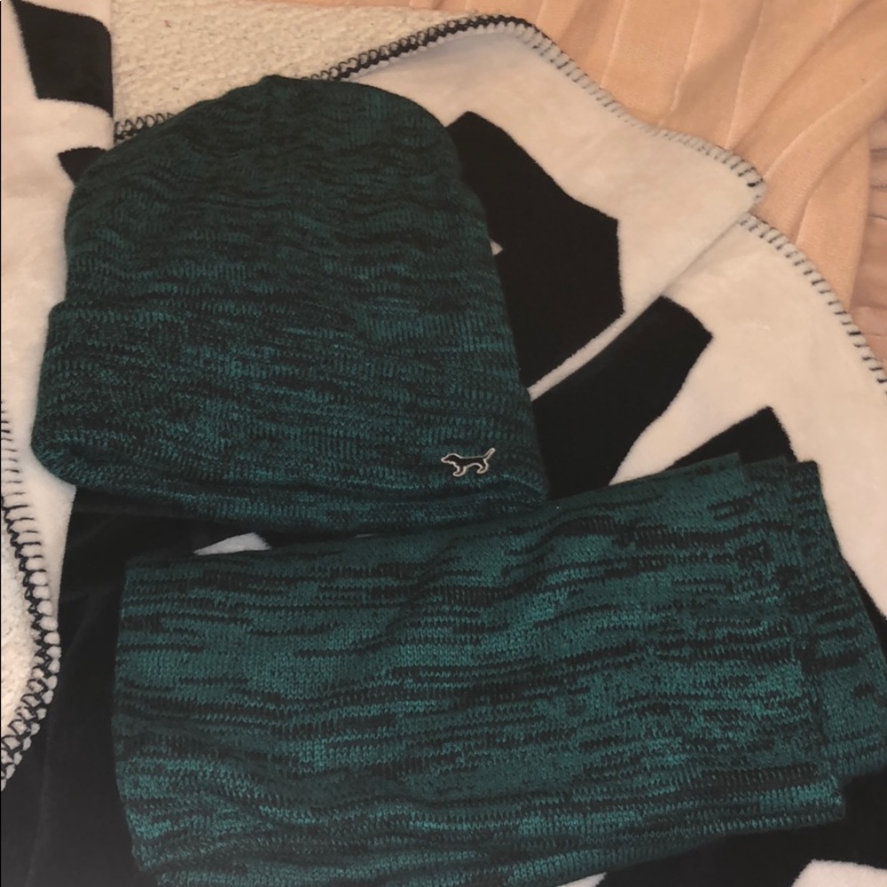 A Victoria secret hat and scarf set